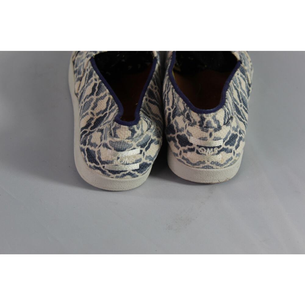TOMS Womens Blue White Slip On Espadrille Flats Casual Canvas Shoes Size 9 US - Picture 3 of 6